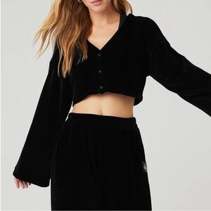 ALO Yoga Chenille Chalet Cardigan - Black Size Small